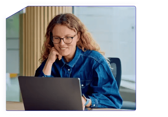 A woman looking at her RFP screen.